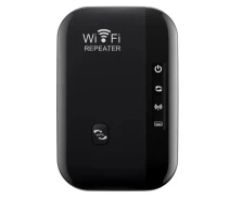 Купить - Wi-Fi ретранслятор  Беспроводной ретранслятор Wi-Fi сигнала ICANING 2.4Ггц 300Мбит/с с двумя антеннами, повторитель c режимом точки доступа, 4 индикатора, черный (79521485)