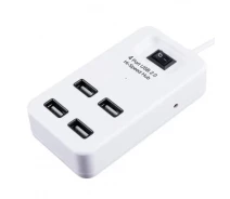 Купить - кардридер  Концентратор USB-хаб P-1601 разветвитель 4 порта USB 2.0 с выключателем Белый