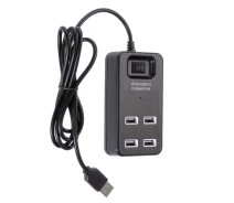 Купить - кардридер  Концентратор USB-хаб P-1601 разветвитель 4 порта USB 2.0 с выключателем Черный