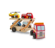 Купить - машинку, модель техники  Игровой набор Melissa&Doug Деревянный аварийный перевозчик-трейлер (MD14610) (546173-01)