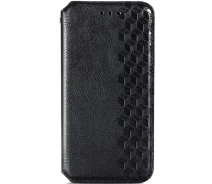 Купить - чехол для смартфона  Кожаный чехол книга GETMAN Cubic (PU) для Xiaomi Redmi Note 9 Pro 5G (Черный) (100053461)