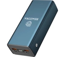 Купить - power bank  Повербанк 30000mAh 22.5W Remzona Extrinity Metal 30X с быстрой зарядкой PD Quick Charge 3.0 Fast Charge УМБ для телефона айфона роутера планшета LED дисплей портативный + кабель USB-A USB-C (6928229017118)