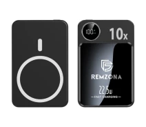 Купить - power bank  УМБ Павербанк 10000 mAh PD 22.5W Мини, беспроводная магнитная зарядка 15W Magsafe, Remzona Exsafe 10X, быстрая зарядка 3.0, для айфона, телефона, роутера PB10X225-05BK (6928229017163)