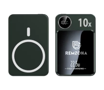 Купить - power bank  УМБ Павербанк 10000 mAh PD 22.5W Мини, беспроводная магнитная зарядка 15W Magsafe, Remzona Exsafe 10X, быстрая зарядка 3.0, для айфона, телефона, роутера PB10X225-05GN (6928229017170)