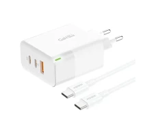 Купить - зарядное устройство для телефона и планшета  СЗУ Foneng GaN PD 65W 1USB 2Type-C 3A White + кабель USB-Type-C-Type-C (GAN65)