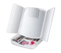 Купить - косметическое зеркало  Компактное трёхстороннее зеркало Fold Beauty с LED-подсветкой White
