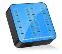 Купить - док-станцию  Многопортовая зарядная док-станция на 40 портов USB QC + Type-C PD Addap WLX-880A | мультизарядное устройство, 400W, 60А, blue