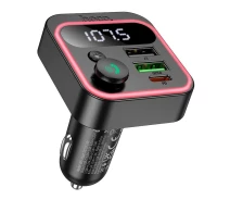 Купить - FM трансмиттер  Автомобильный FM-трансмиттер Hoco E85 Tiger car BT FM transmitter 2хUSB/Type-C 20W/3A Black