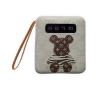 Купить - power bank  УМБ Power Bank 5000mAh повербанк с экраном и фонариком 4 в 1 Bearbrick White (17531)