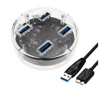 Купить - кардридер  4-портовый USB 3.0 хаб концентратор прозрачный до 5 Гбит/с