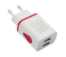 Купить - зарядное устройство для телефона и планшета  USB зарядка 5 вольт 1.1 ампера 6 Ватт на 2 USB порта с защитой от перегрузки и подсветкой F5 (100932)