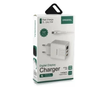 Купить - зарядное устройство для телефона и планшета  Адаптер (А-14) 220v 2 usb with digital display CX QC03 (22244OD)