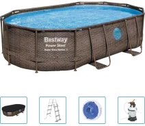 Купить - бассейн  Бассейн каркасный Bestway Power Steel 488x305см 5в1 (56946) - коричневый