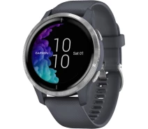 Купить - смарт-часы  Garmin Venu Silver Stainless Steel Bezel w. Granite Blue and Silicone B. (010-02173-01/03) 010-02173-03 ()