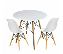 Купить - обеденный стол  Круглый стол JUMI Scandinavian Design 80см. + 2 современных скандинавских стульев