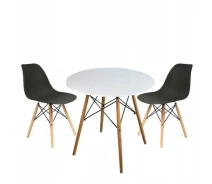 Купить - обеденный стол  Круглый стол JUMI Scandinavian Design 80см. + 2 скандинавских стульев BLACK