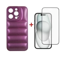 Купить - чехол для смартфона  Чехол для мобильного телефона Dengos iPhone 15 Pro Case + Glass (Purple) (DG-KM-81)