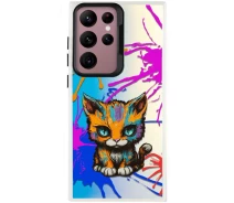 Купить - чехол для смартфона  TPU+PC чехол TakiTaki Graffiti magic glow на Samsung Galaxy S23 Ultra (Dark cat / Pink / Purple) 1704872