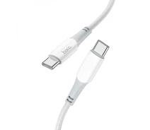 Купить - адаптер и кабель  Кабель Type-C-Type-C Hoco X70 Ferry 60Вт 1 метр для быстрой зарядки и передачи данных, белый, нейлоновая (6931474760517)