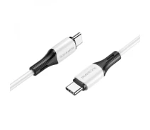 Купить - адаптер и кабель  Кабель Type-C-Type-C Borofone BX79 силиконовый 1 метр 60Вт белый для быстрой зарядки и передачи данных (6974443384819)