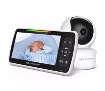 Купить - радионяню  Видеоняня Baby Monitor SM-650 с 5-дюймовым ЖК-монитором, датчиком звука, ночное виденье, беспроводная, поворотная радионяня с портативным дисплеем и измерением температуры