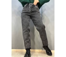 Купить - женские джинсы  Джинсы женские Vanver 8083 Mom jeans резинка шнурок на талии стрейчевые бананы голубые, голубой, З4, 34, 94 см, 126 см (81957)