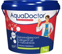 Купить - химию для бассейнов  Хлор AquaDoctor C-60T 1 кг. в таблетках