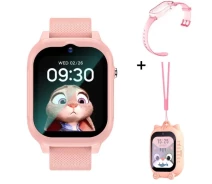 Купить - смарт-часы  Детские смарт часы-телефон Lemfo K26 с GPS для девочки розового цвета, поддержкой 4G с брелком и 2 дополнительных корпуса