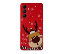 Купить - чехол для смартфона  Чехол Новогодний Premium для Samsung A04S (01) Олень Happy time красный