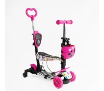 Купить - самоката  Самокат трехколесный Best Scooter 5 в 1 с дополнительными колесами и защитным бампером Розовый (LS-74050)
