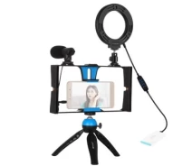 Купить - набор блогера  Набор блогера Puluz 4in1 (ring light, mount, phone holder, microphone) (PKT3025L)