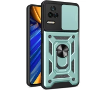 Купить - чехол для смартфона  Чехол Fiji Camera Defence для Xiaomi Poco F4 бампер с защитой камеры и подставкой Green