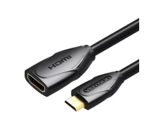 Купить - адаптер и кабель  Удлинитель HDMI-miniHDMI v.1.2 Vention M/F PVC 1080P 60Hz gold-plated 1м, черный (ABAAF) (6922794721456)