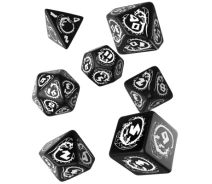 Купить - аксессуар для настольной игры  Набор кубиков для настольных игр Q-Workshop Dragons Black white Dice Set (7 шт) (SDRA05) (645626-01)