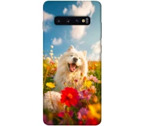 Купить - чехол для смартфона  Чехол Happy dog in flowers для Samsung Galaxy S10 Plus (2019) 2056428
