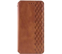 Купить - чехол для смартфона  Кожаный чехол книга GETMAN Cubic (PU) на Xiaomi Redmi Note 13 Pro+ (Коричневый) 1683909