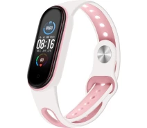 Купить - аксессуар к смарт-чсасам  Ремешок Sport Style BeCover для Xiaomi Band 5/6 / Mi Smart Band 7 White-Pink (705174)