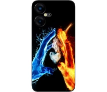 Купить - чехол для смартфона  Силиконовый чехол SMTT для Tecno Pova Neo 3 (LH6n) с картинкой Вода и пламя