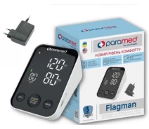 Купить - тонометр  Говорящий тонометр Paramed Flagman автоматический с адаптером Type-C на плечо гарантия 5 лет (av-18850)