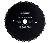 Купить - расходный материал для мотокос  Нож для триммера Sigma 230x25.4мм 20Т цепной (5624651) (742707-01)