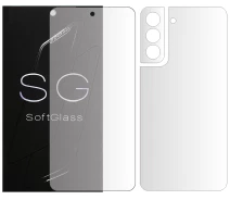 Купить - защитную пленку для смартфона  Бронепленка Samsung S21 FE Комплект: для Передней и Задней панели полиуретановая SoftGlass