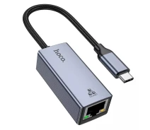 Купить - сетевую карту  Сетевой адаптер Hoco UA37 Type-C Ethernet Adapter (1000 Mbps) Grey