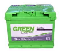 Купить - автомобильный аккумулятор  Аккумулятор автомобильный GREEN POWER Standart 60Ah (+/-) (540EN) (22359)