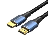 Купить - адаптер и кабель  Кабель Vention Cotton Braided HDMI-A Male to Male HD v2.1 Cable 8K 5M Blue Aluminum Alloy Type (ALGLJ)