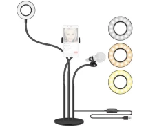 Купить - набор блогера  Стойка с LED лампой, держатель телефона и микрофона для блогера