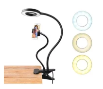 Купить - кольцевой свет  Кольцевая LED лампа на прищепке с гибким держателем для телефона, настольная лампа
