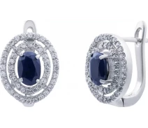 Купить - серебряную серьгу  Серьги из серебра с сапфирами и куб. циркониями (146112)