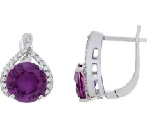 Купить - серебряную серьгу  Серьги из серебра с куб. циркониями и александритами (146686)