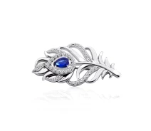 Купить - брошь  Серебряная брошь Перо павлина