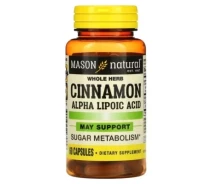 Купить - кормовые добавки для сельскохозяйственных животных  Травы Mason Natural Корица с альфа-липоевой кислотой, Cinnamon Alpha Lipoic Acid, 60 кап (MAV-16555)